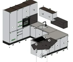 Cucina Karma moderna grigia Stosa con penisola scontata 50%