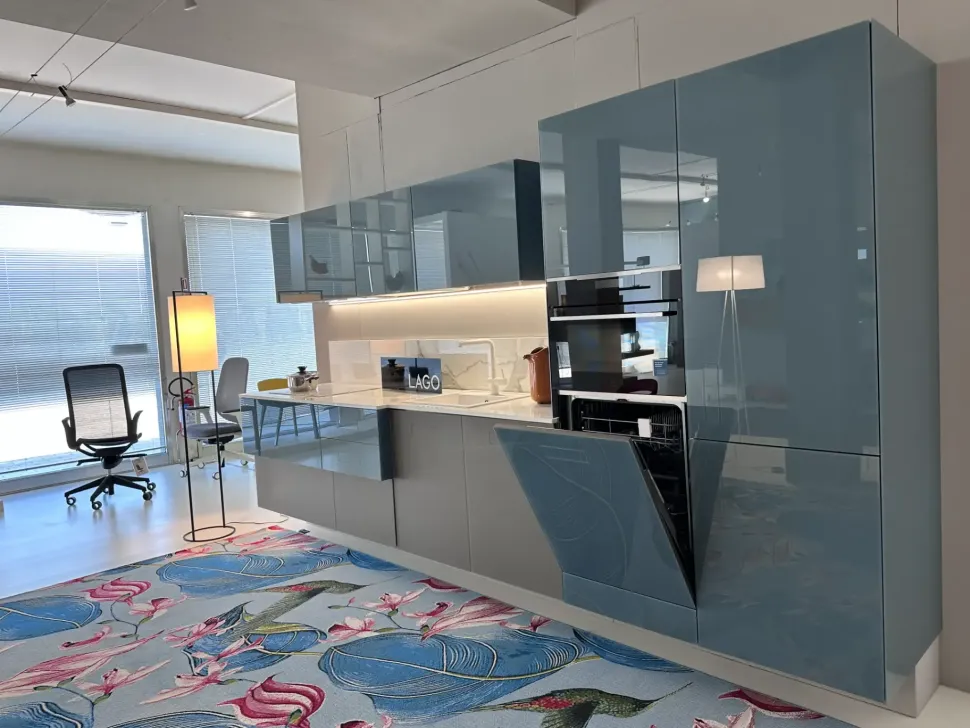 Cucina Lago design lineare altri colori in vetro 36e8