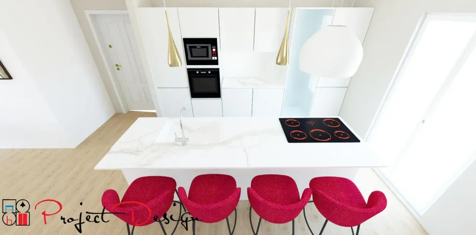 Cucina Line design bianca Astra con isola scontata 47%