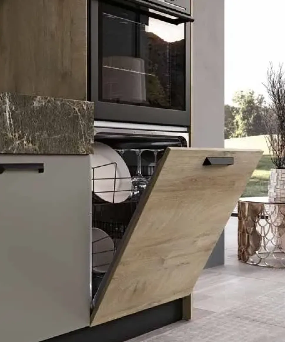 Cucina lineare Capri quercia e grigio cenere Imab group con uno sconto vantaggioso