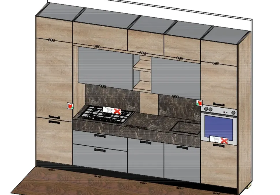 Cucina lineare Capri quercia e grigio cenere Imab group con uno sconto vantaggioso