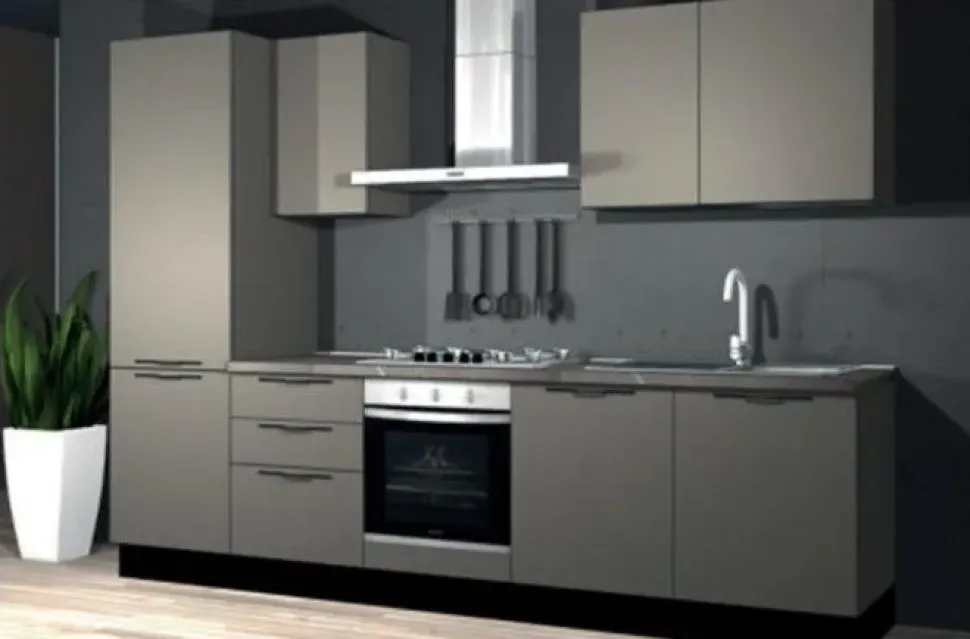 Cucina lineare in hpl grigio Marilin a prezzo ribassato