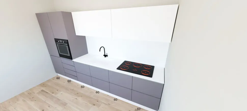 Cucina lineare in laccato opaco grigio Kali a prezzo scontato