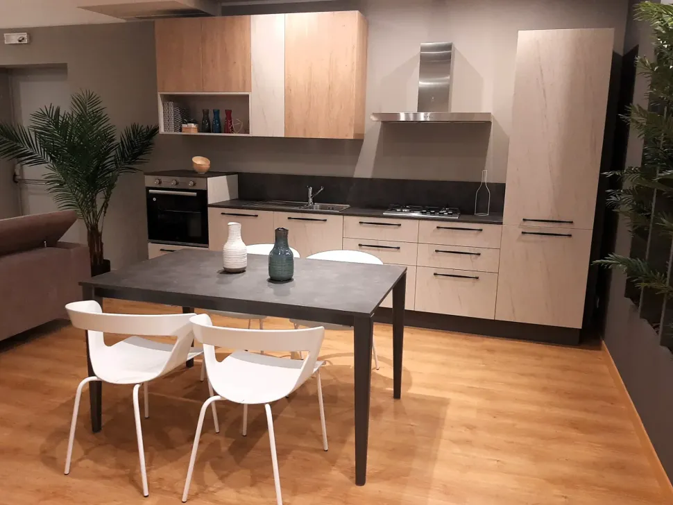 Cucina lineare in laminato materico altri colori Modula over a prezzo scontato