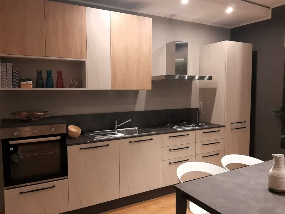 Cucina lineare in laminato materico altri colori Modula over a prezzo scontato