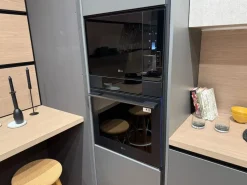 Cucina lineare in laminato materico grigia Young a prezzo scontato