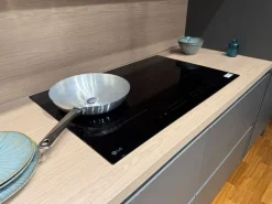 Cucina lineare in laminato materico grigia Young a prezzo scontato