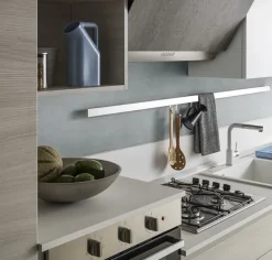 Cucina lineare in laminato materico rovere chiaro Easy  a prezzo scontato