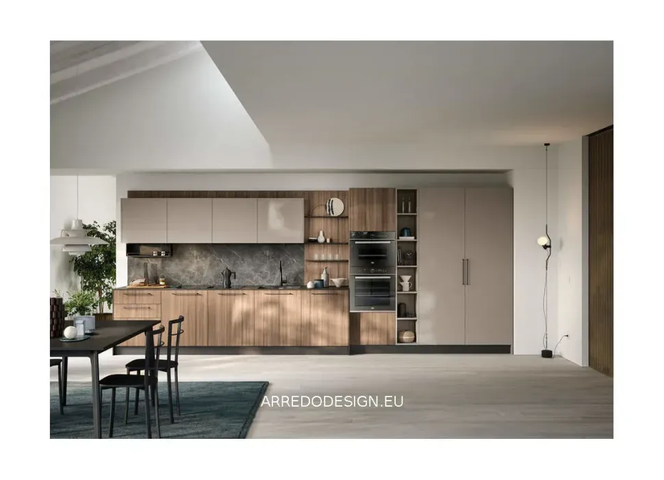 Cucina lineare in laminato materico altri colori Domino a prezzo ribassato