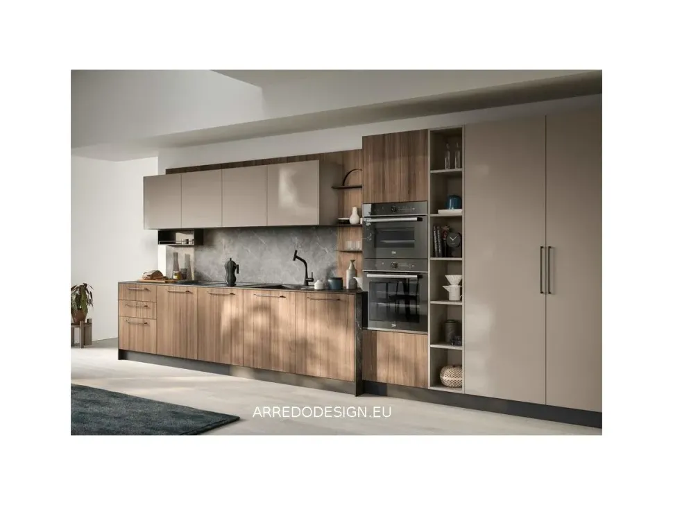 Cucina lineare in laminato materico altri colori Domino a prezzo ribassato