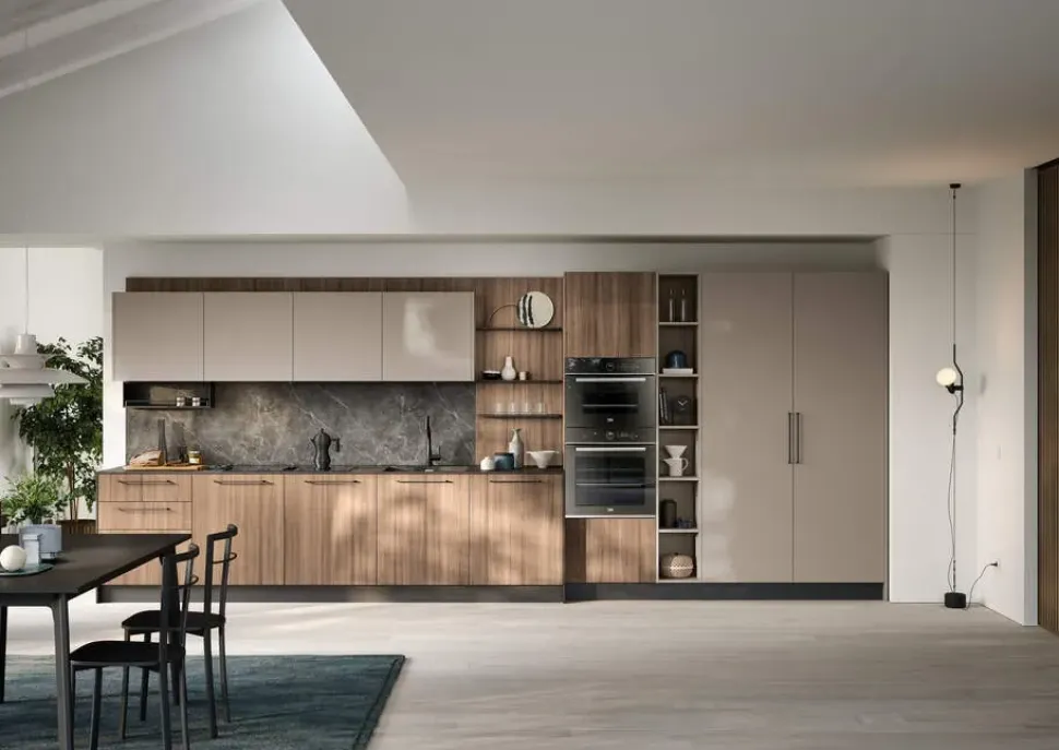 Cucina lineare in laminato materico altri colori Domino a prezzo ribassato