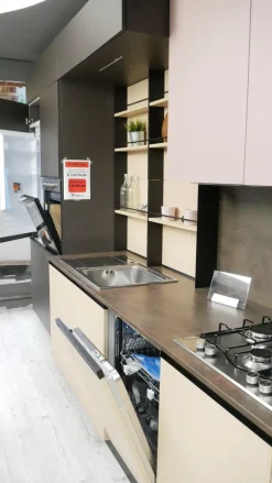 Cucina lineare in laminato materico grigia Cucina modello ginevra ciao cucina a prezzo ribassato