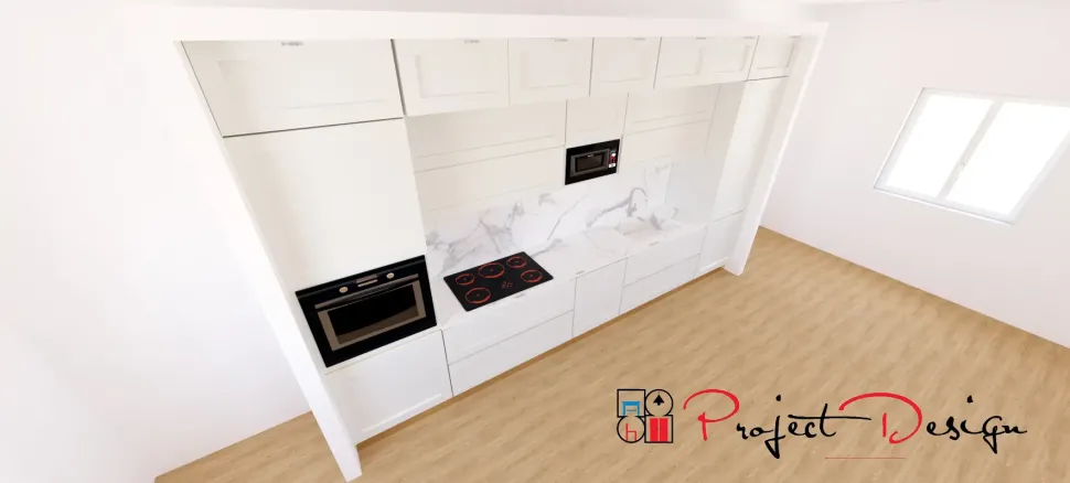 Cucina lineare in legno bianca Ego a prezzo scontato