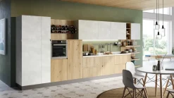 Cucina lineare in legno rovere chiaro Jey feel 01 a prezzo scontato