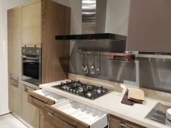 Cucina lineare in legno tortora Cucina a prezzo scontato