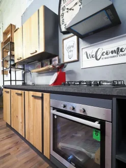 Cucina lineare industriale rovere chiaro Collezione esclusiva Cucina industrial wave legno offerta  a soli 3590€