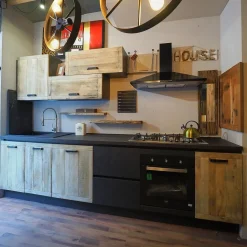 Cucina lineare industriale rovere chiaro Collezione esclusiva Cuicna industrial jupiter moderna   a soli 4990€
