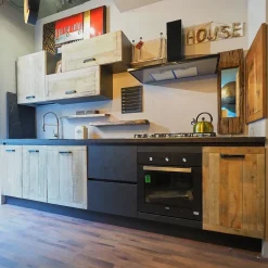 Cucina lineare industriale rovere chiaro Collezione esclusiva Cuicna industrial jupiter moderna   a soli 4990€