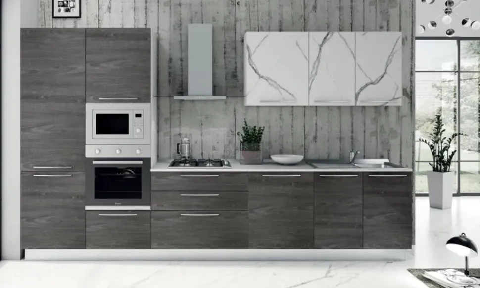 Cucina lineare moderna grigia Kuadra cucine Maya 2 a soli 6007 Euro