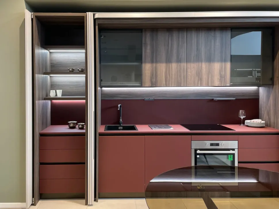 Cucina lineare moderna rossa Scavolini Boxlife