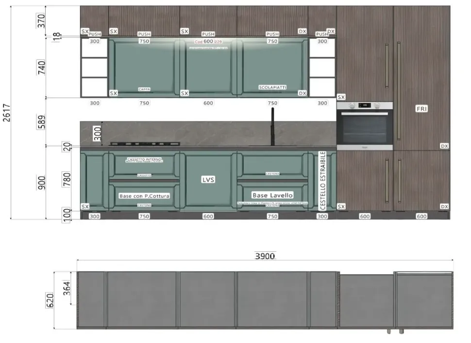 CUCINA lineare Moretti compact Myriad SCONTATA 38%