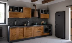 CUCINA lineare Outlet etnico Cucina moderna vintage alta legno SCONTATA 59%