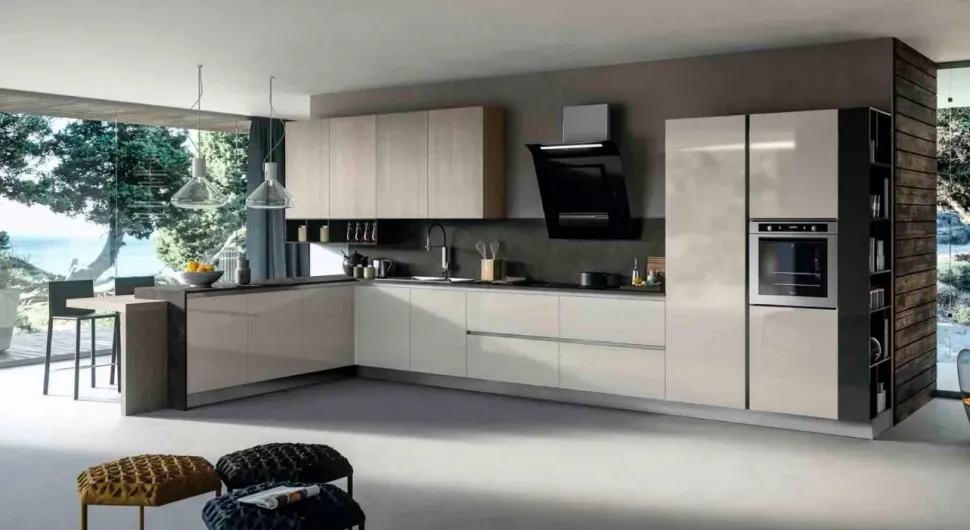 Cucina magnolia moderna con penisola Arredo3 Round 3 a soli 9000 Euro