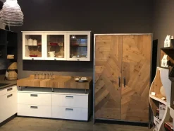 CUCINA Marchi cucine ad angolo Lab 40, bianco e legno vecchio SCONTATA
