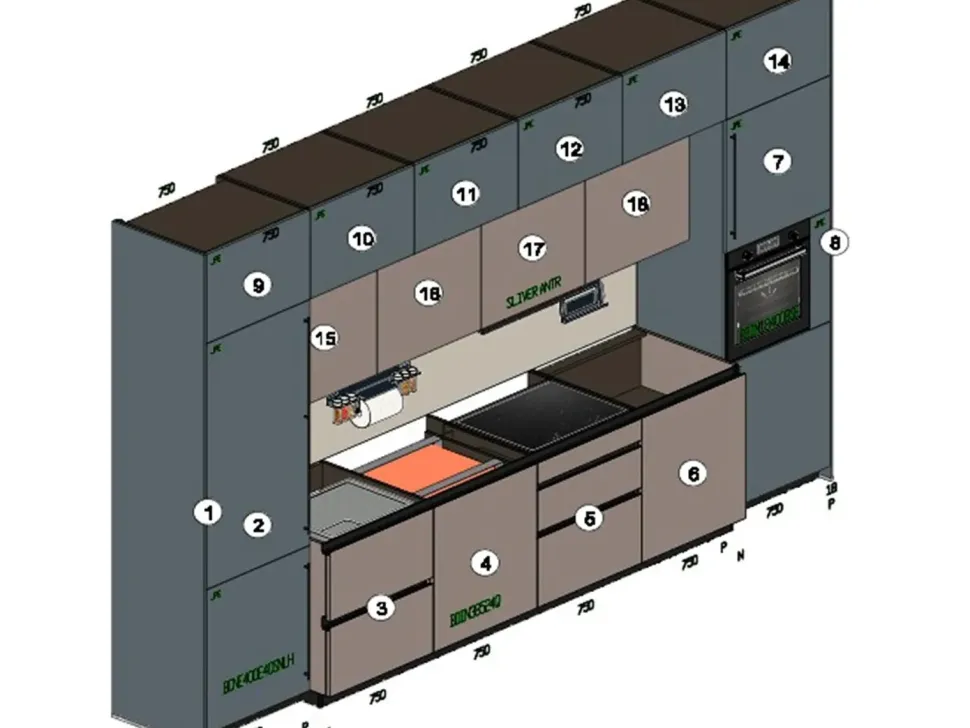 Cucina Metropolis moderna grigia Stosa lineare scontata 50%