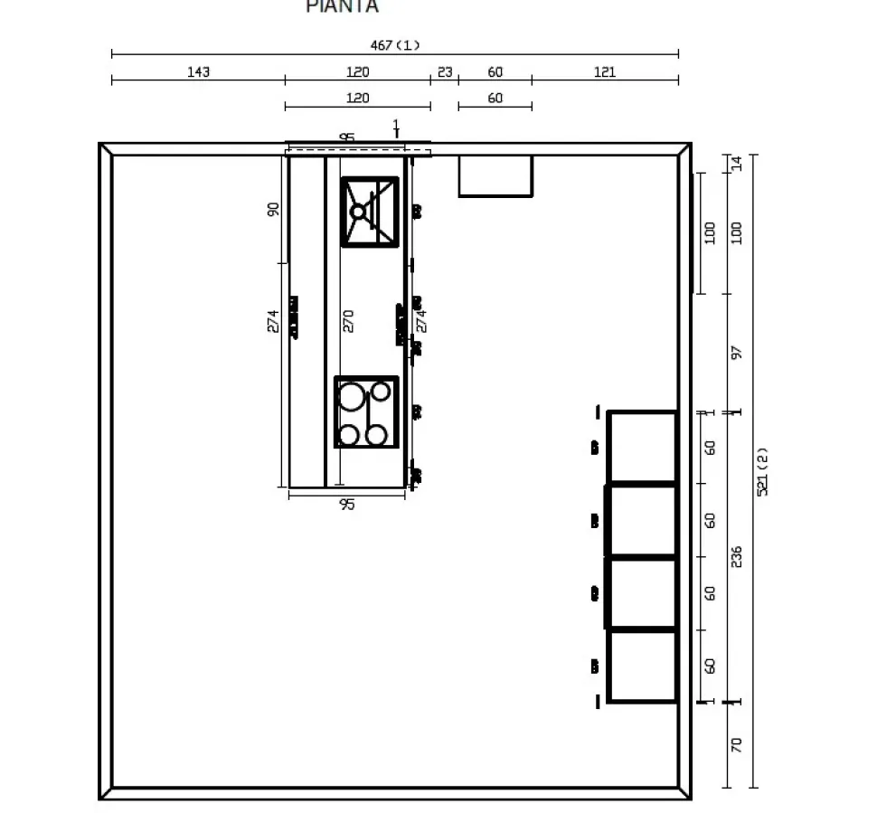 Cucina moderna con isola Positano Imab a prezzo ribassato