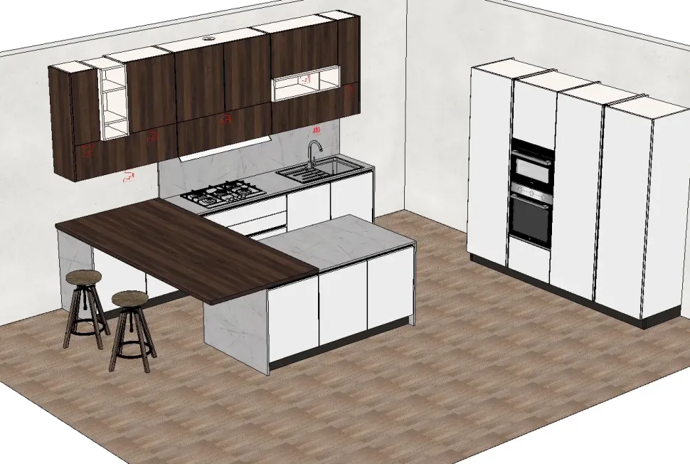 Cucina moderna con isola Round 5 Arredo3 a prezzo ribassato