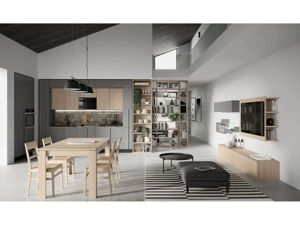 Cucina moderna grigio Colombini casa lineare Quadra scontata