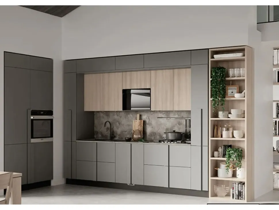 Cucina moderna grigio Colombini casa lineare Quadra scontata