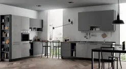 Cucina moderna grigio Primacucine lineare Domino grafite e cementho in offerta