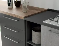 Cucina moderna grigio Primacucine lineare Domino grafite e cementho in offerta