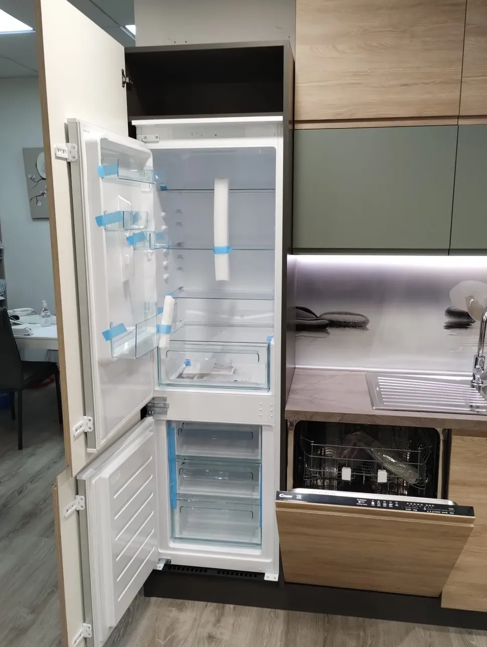 Cucina moderna lineare Cucina new kelly 330 grigio e salvia Artigianale a prezzo scontato