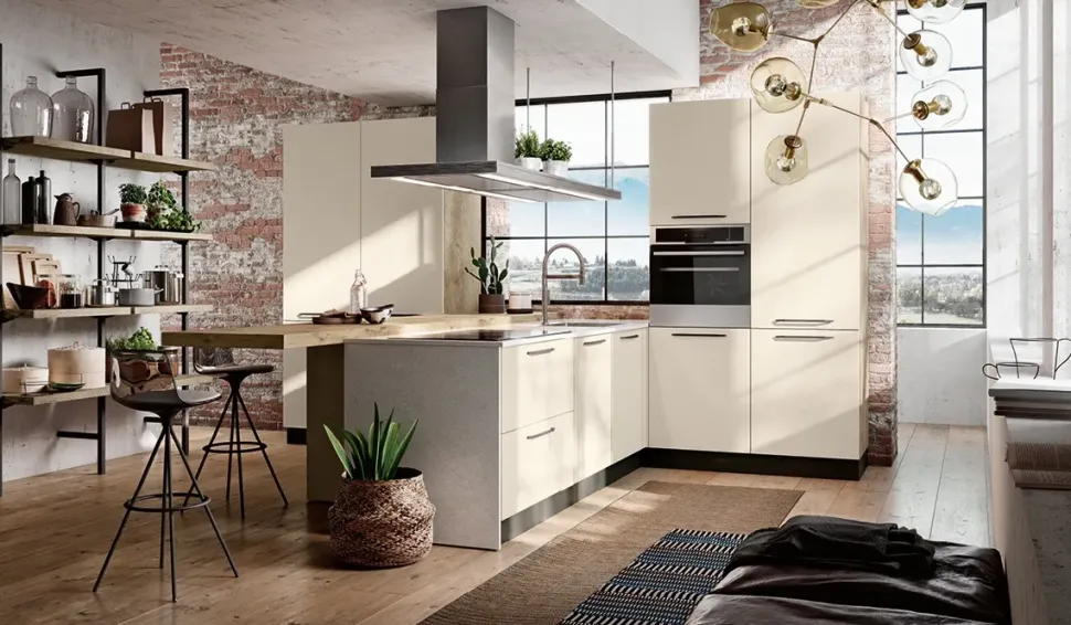 Cucina moderna lineare Imab group Modello capri bianca e rovere a prezzo ribassato