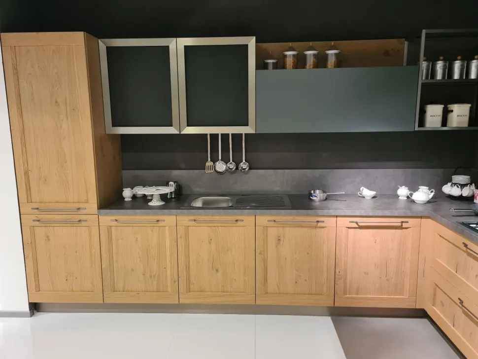 Cucina moderna rovere chiaro Arredo3 ad angolo Asia telaio