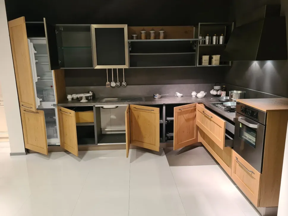 Cucina moderna rovere chiaro Arredo3 ad angolo Asia telaio