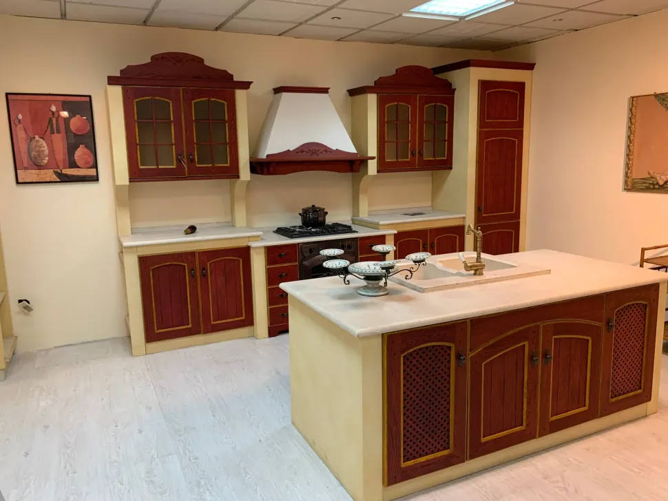 Cucina Morgana classica rossa ad isola Arrex