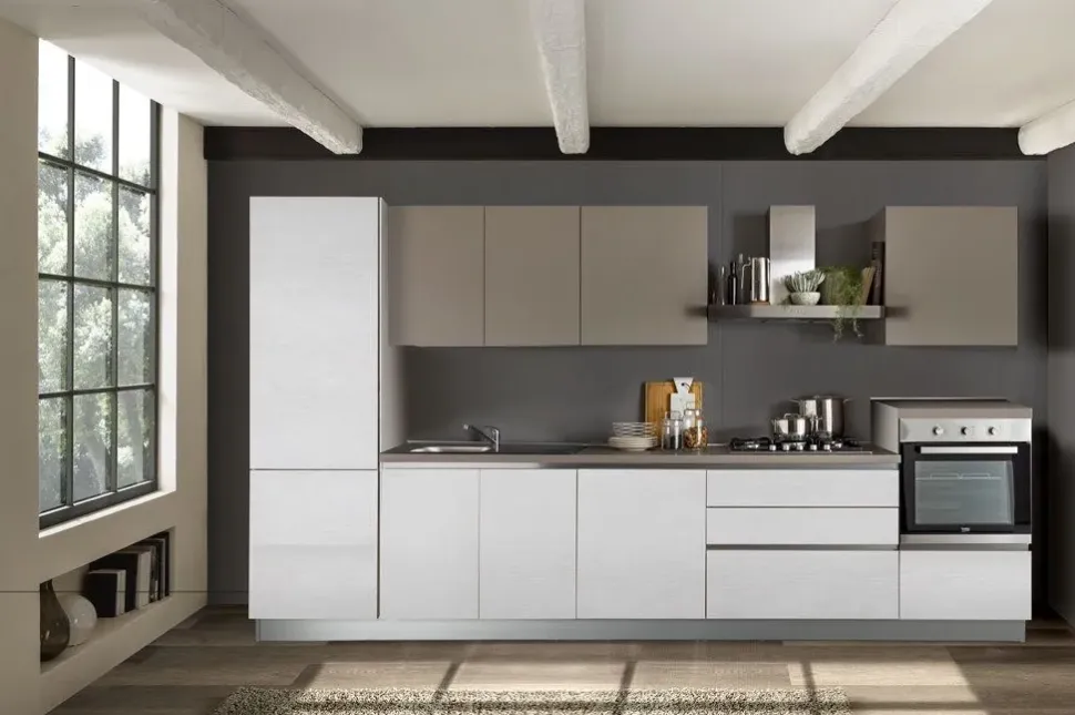 Cucina Net cucine design lineare grigia in laminato materico Delizia365 poker