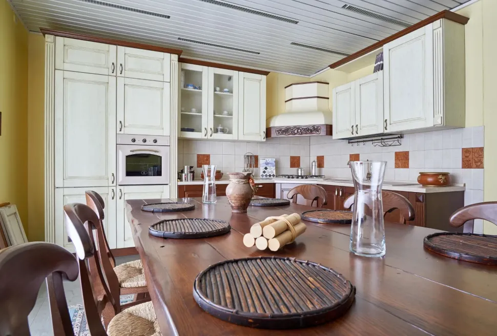 Cucina noce country ad angolo Doppio dentello Artigianale in offerta