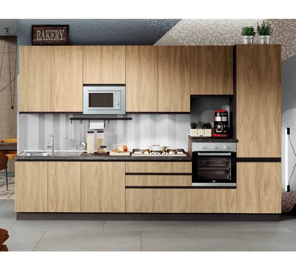 Cucina noce design lineare Era 240 Net cucine in Offerta Outlet