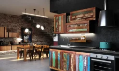 Cucina Outlet etnico industriale lineare altri colori in legno Cucina vintage color ante legno recycle design