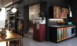 Cucina Outlet etnico industriale lineare altri colori in legno Cucina vintage color ante legno recycle design