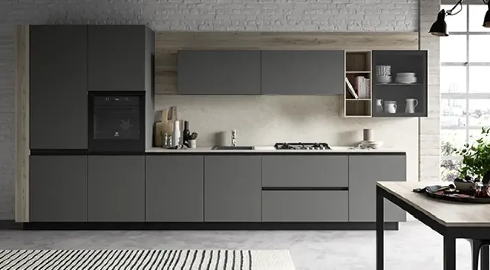 CUCINA Primacucine lineare Zoe grafite e zoe grafite e silvermine SCONTATA