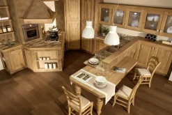 Cucina rovere chiaro country ad angolo Carola muratura Arrex scontata