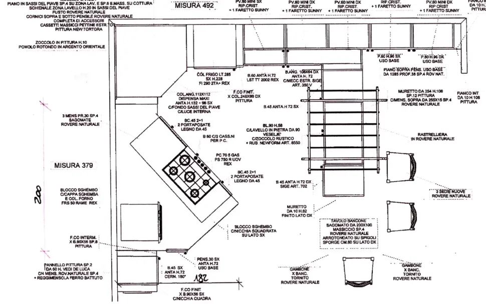 Cucina rovere chiaro country ad angolo Carola muratura Arrex scontata