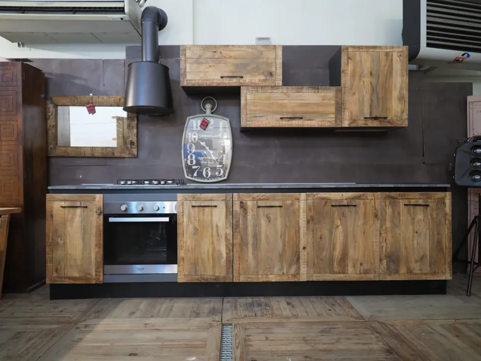 Cucina rovere chiaro industriale lineare Cucina industriale vintage in legno e ferro offerta unica Collezione esclusiva in offerta