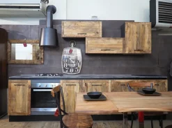 Cucina rovere chiaro industriale lineare Cucina industriale vintage in legno e ferro offerta unica Collezione esclusiva in offerta